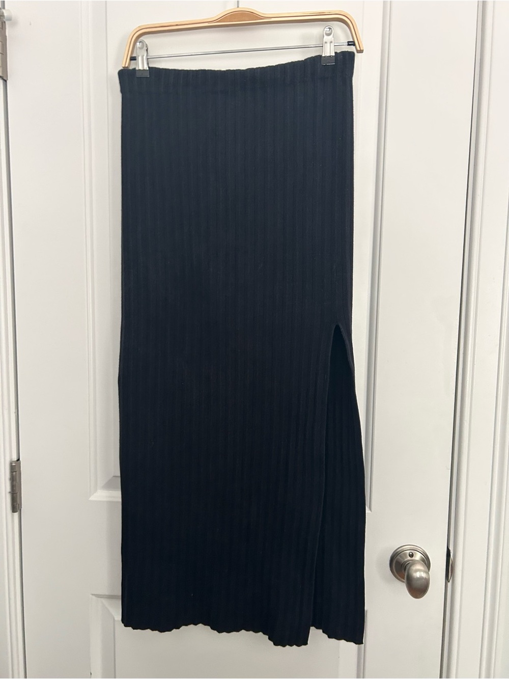 Reformation Black Ribbed Knit Skirt
